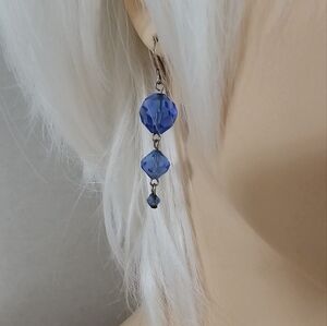Vintage iridescent blue glass earrings